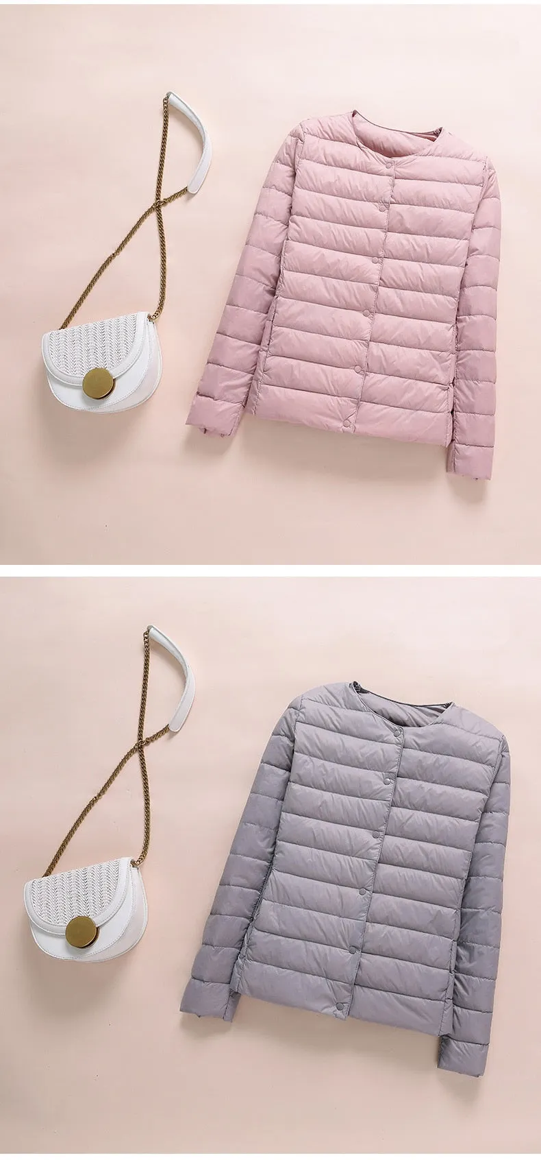 2021 White Duck Down Slim Short Coat Parkas Winter Women Ultra Light Down Jacket