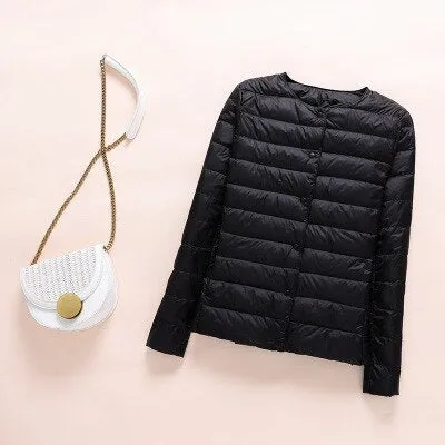 2021 White Duck Down Slim Short Coat Parkas Winter Women Ultra Light Down Jacket