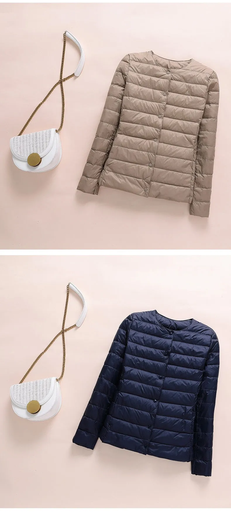 2021 White Duck Down Slim Short Coat Parkas Winter Women Ultra Light Down Jacket