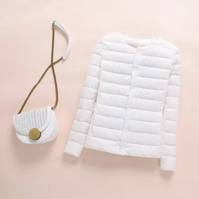 2021 White Duck Down Slim Short Coat Parkas Winter Women Ultra Light Down Jacket