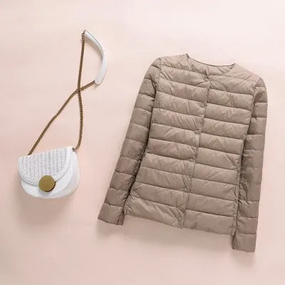 2021 White Duck Down Slim Short Coat Parkas Winter Women Ultra Light Down Jacket
