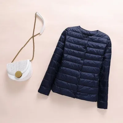 2021 White Duck Down Slim Short Coat Parkas Winter Women Ultra Light Down Jacket