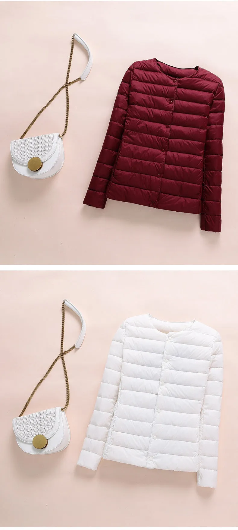 2021 White Duck Down Slim Short Coat Parkas Winter Women Ultra Light Down Jacket