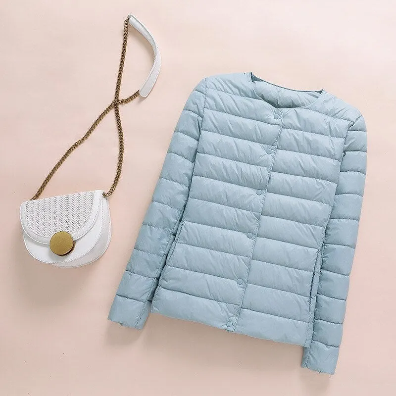 2021 White Duck Down Slim Short Coat Parkas Winter Women Ultra Light Down Jacket