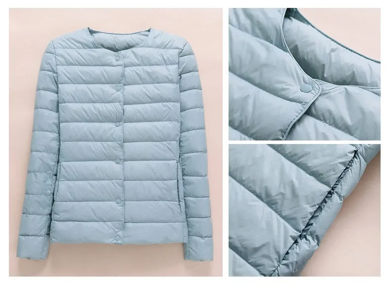 2021 White Duck Down Slim Short Coat Parkas Winter Women Ultra Light Down Jacket