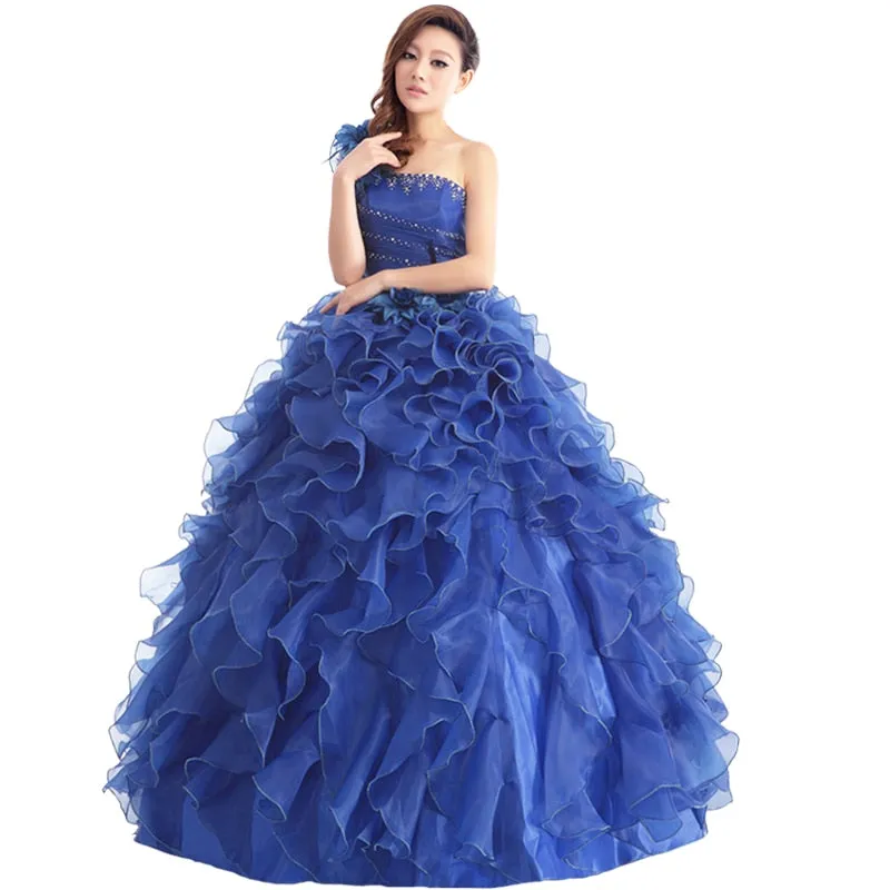Arrival Evening Dress Ball Gown One Shoulder Ruffle