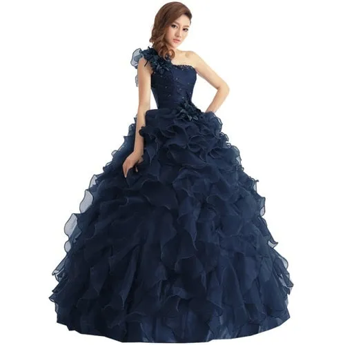 Arrival Evening Dress Ball Gown One Shoulder Ruffle