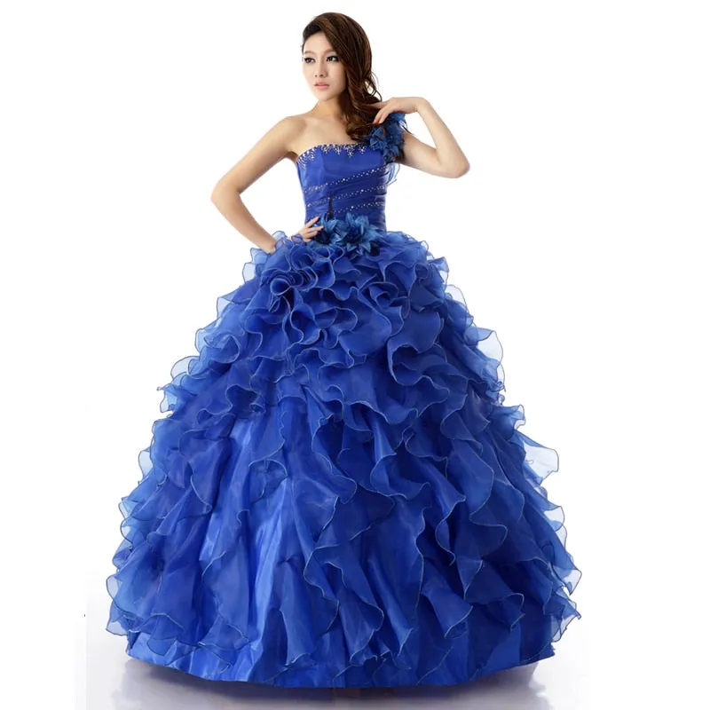 Arrival Evening Dress Ball Gown One Shoulder Ruffle