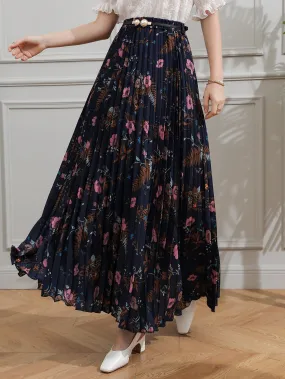 Boho All Over Print Belted High Waist Maxi Women Skirt