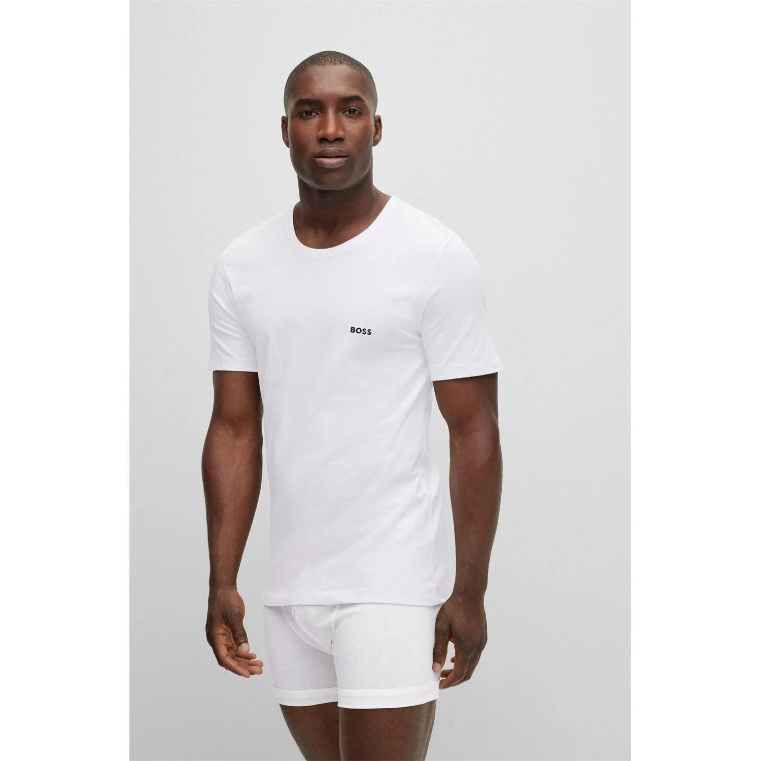 BOSS 3 Pack Classic Logo-Embroidered  Cotton T-Shirts - White/Navy/Black