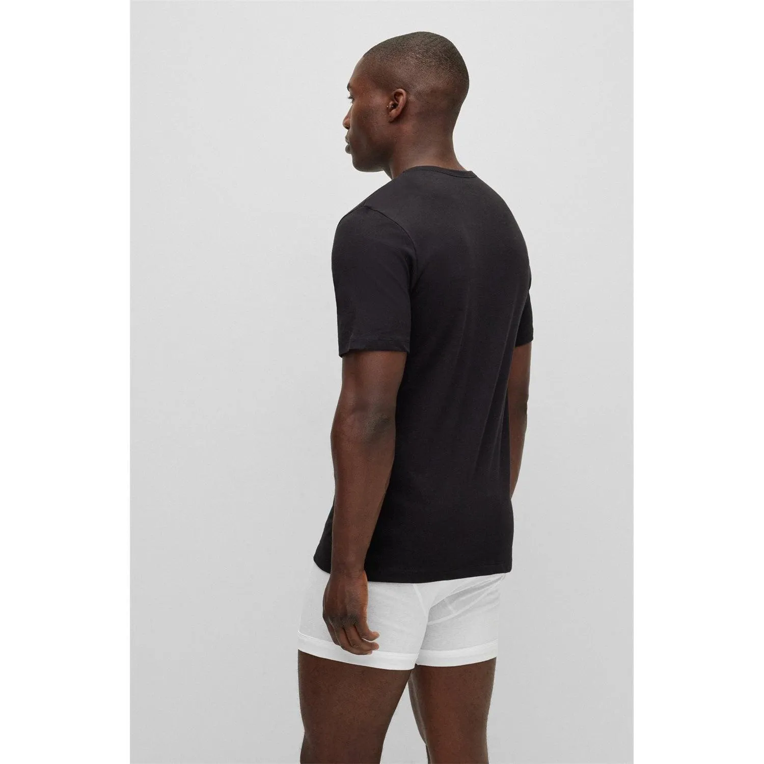 BOSS 3 Pack Classic Logo-Embroidered  Cotton T-Shirts - White/Navy/Black