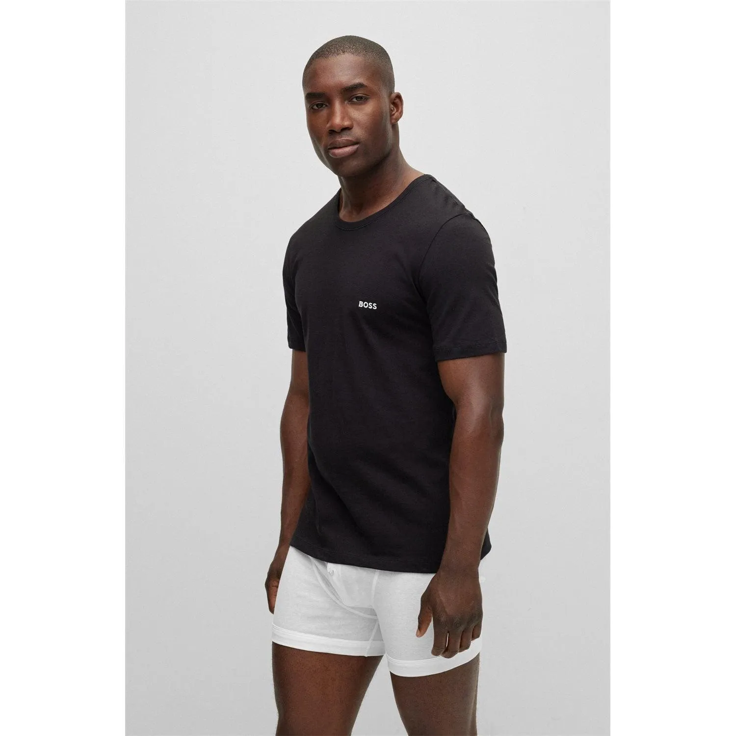 BOSS 3 Pack Classic Logo-Embroidered  Cotton T-Shirts - White/Navy/Black