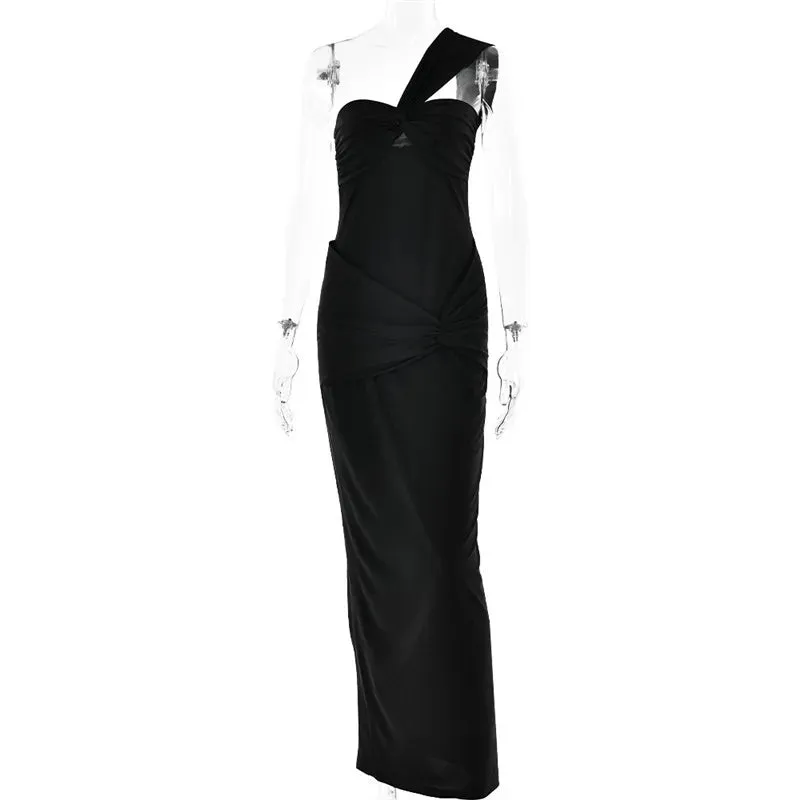 Bridal Elegant One-Shoulder Mermaid Maxi Dress with Knot-Bust