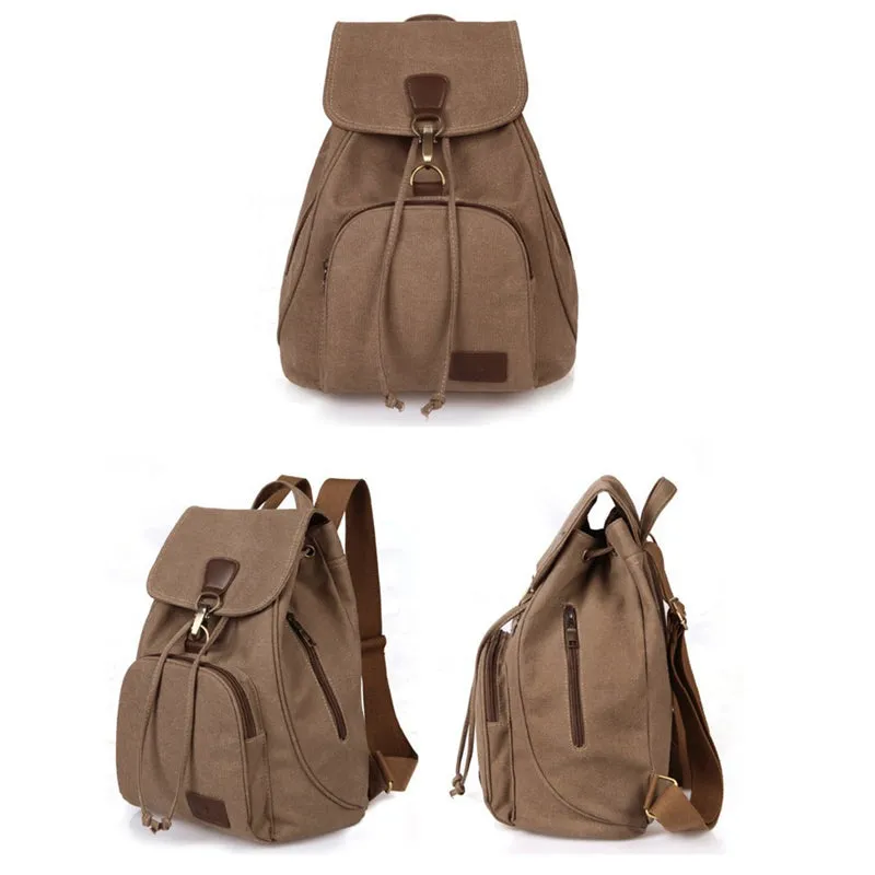 Canvas Backpack for Women Girls Vintage Drawstring Backpack School Travel Rucksack