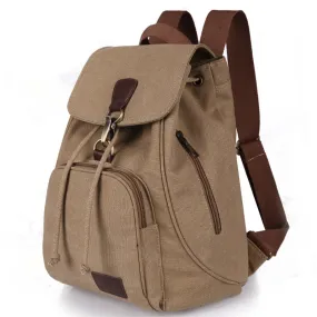 Canvas Backpack for Women Girls Vintage Drawstring Backpack School Travel Rucksack