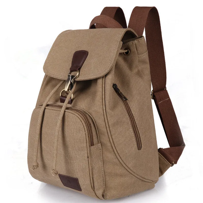 Canvas Backpack for Women Girls Vintage Drawstring Backpack School Travel Rucksack
