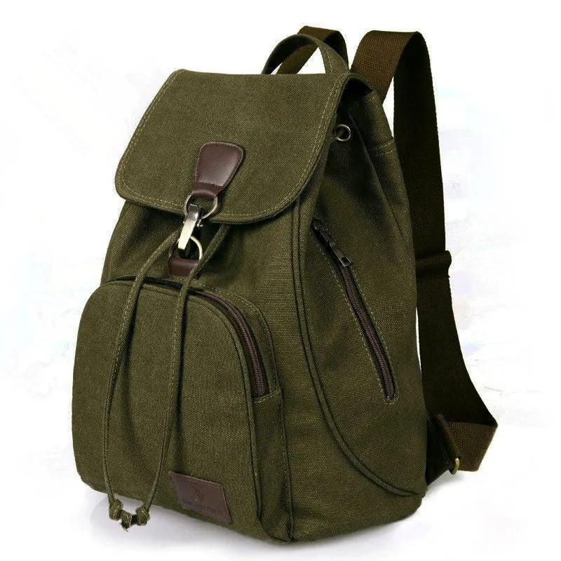 Canvas Backpack for Women Girls Vintage Drawstring Backpack School Travel Rucksack