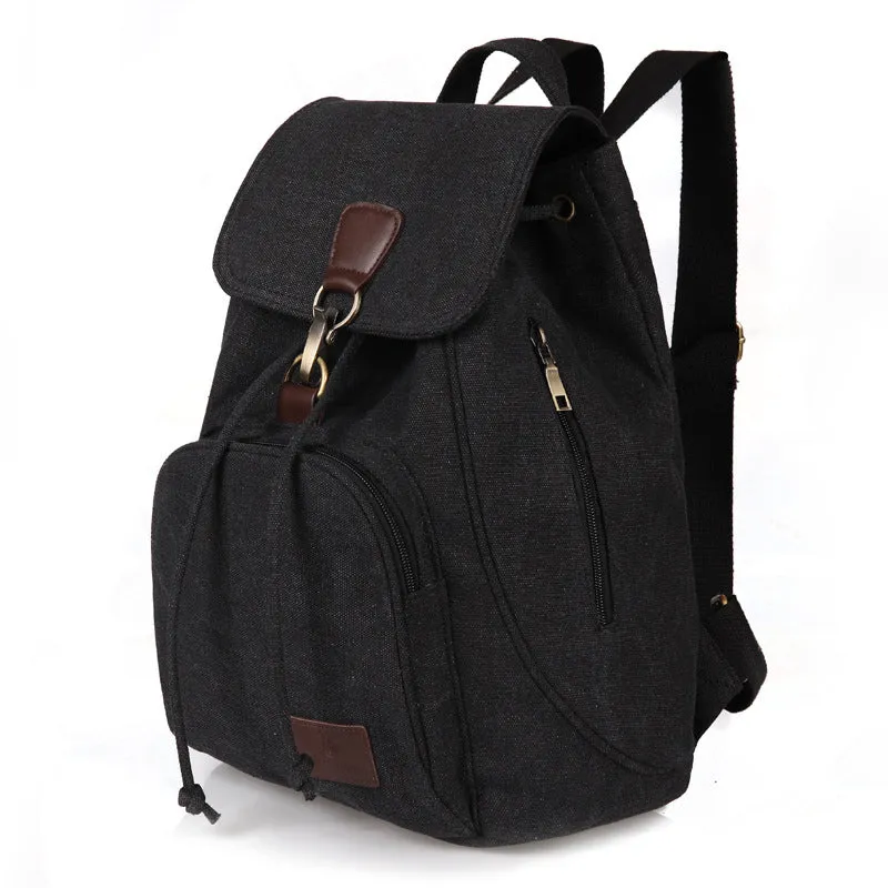Canvas Backpack for Women Girls Vintage Drawstring Backpack School Travel Rucksack