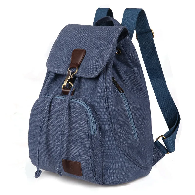 Canvas Backpack for Women Girls Vintage Drawstring Backpack School Travel Rucksack