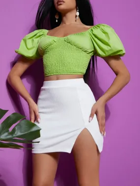 Casual Plain Split High Waist Mini Women Skirts