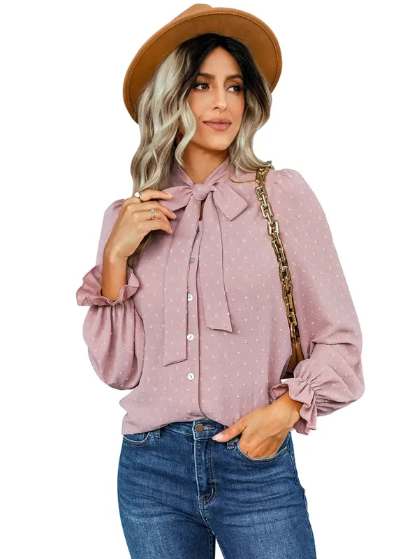 Cecily Women's Bow Tie Temperament Slim Professional Shirt Top