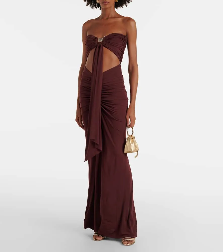 Christopher Esber Bezel Quartz cutout strapless jersey gown
