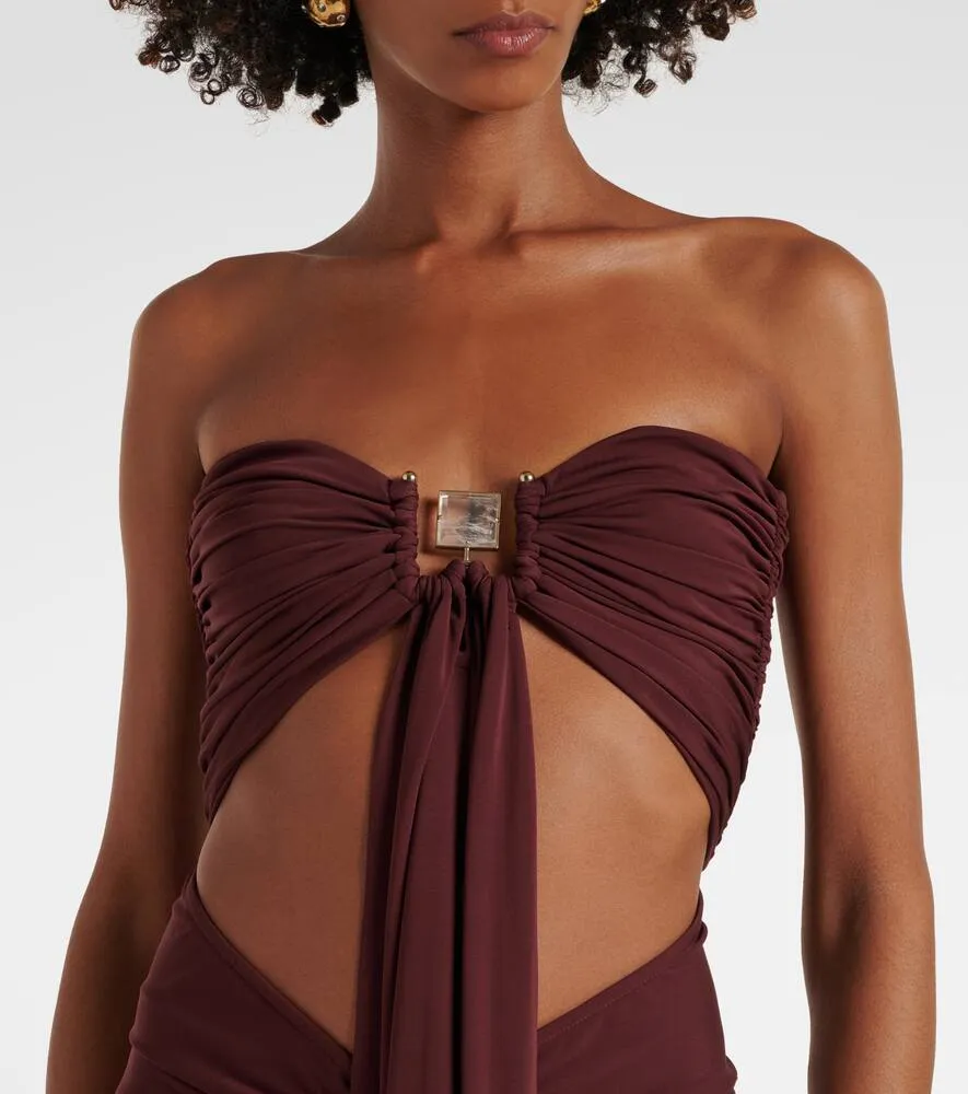 Christopher Esber Bezel Quartz cutout strapless jersey gown