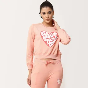 Crop Sweatshirts - Peach