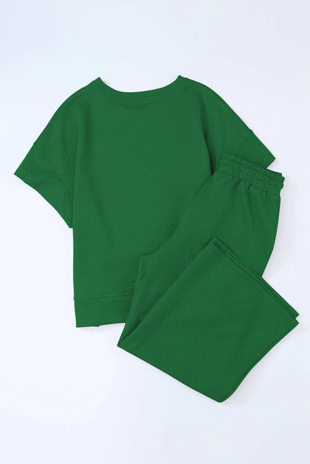Curvy Comfy Cozy We Are Textured Top and Drawstring Pants Set