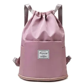 Drawstring Backpack Women's Waterproof Large Wet and Dry Separation Backpack
