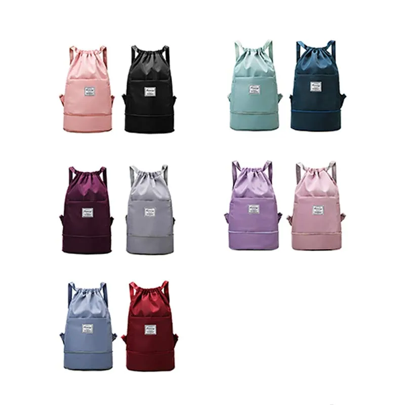 Drawstring Backpack Women's Waterproof Large Wet and Dry Separation Backpack