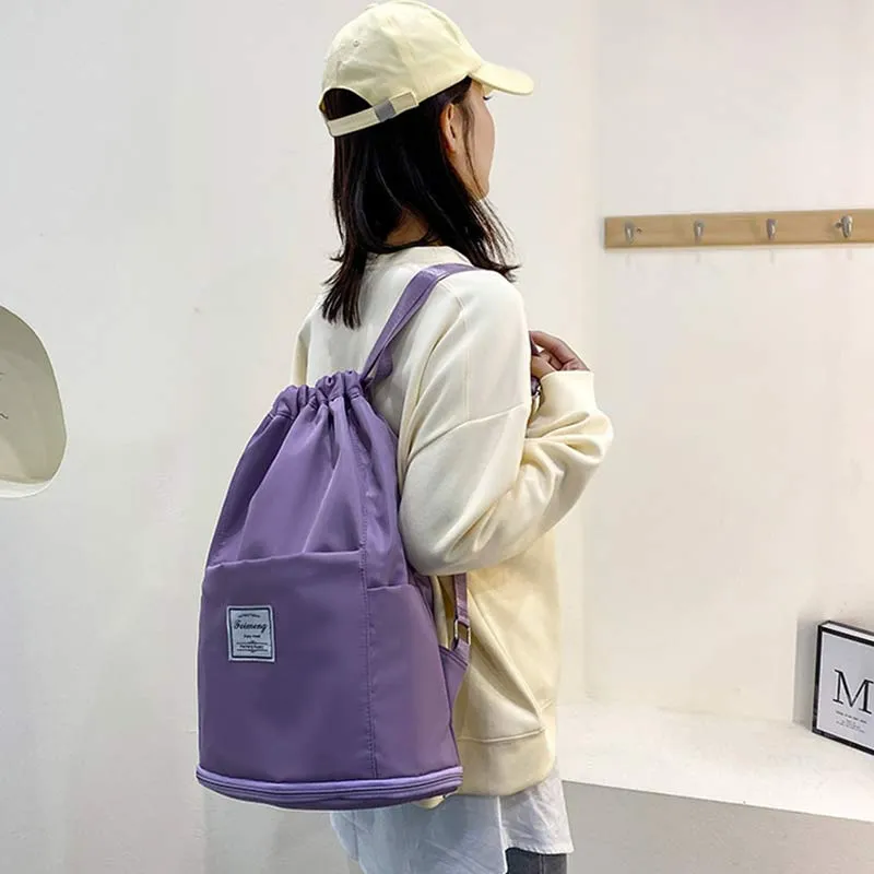 Drawstring Backpack Women's Waterproof Large Wet and Dry Separation Backpack