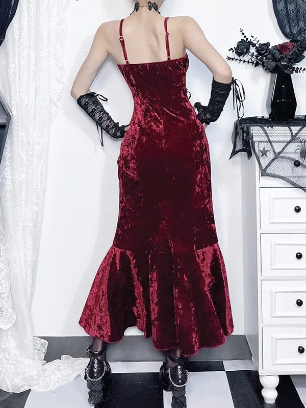 Elegant gem red flounced dress