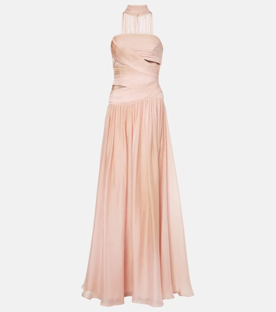 Elie Saab Draped silk chiffon gown