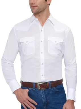 ELY Mens  Long Sleeve Solid Western Snap Solid Shirt