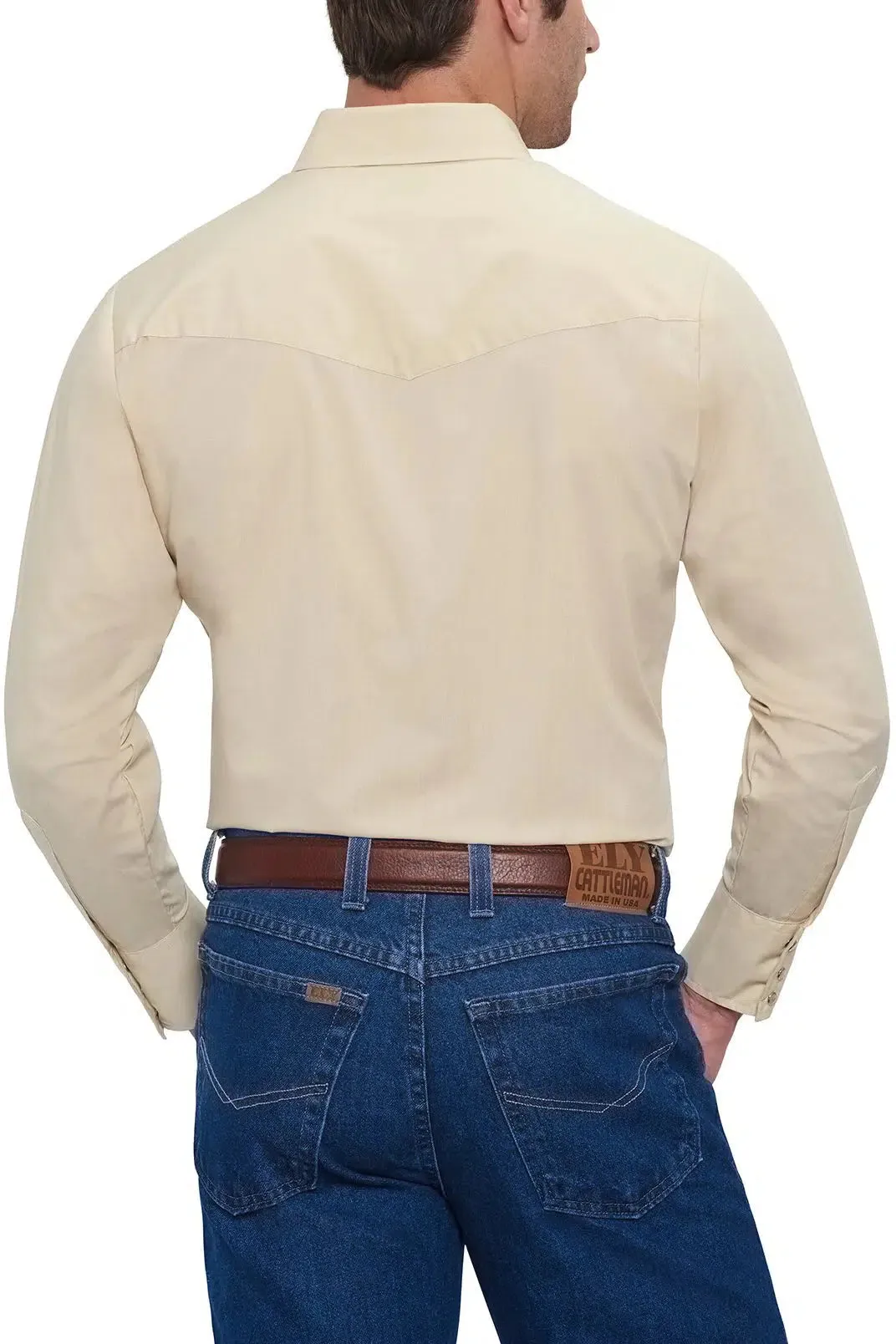 ELY Mens  Long Sleeve Solid Western Snap Solid Shirt