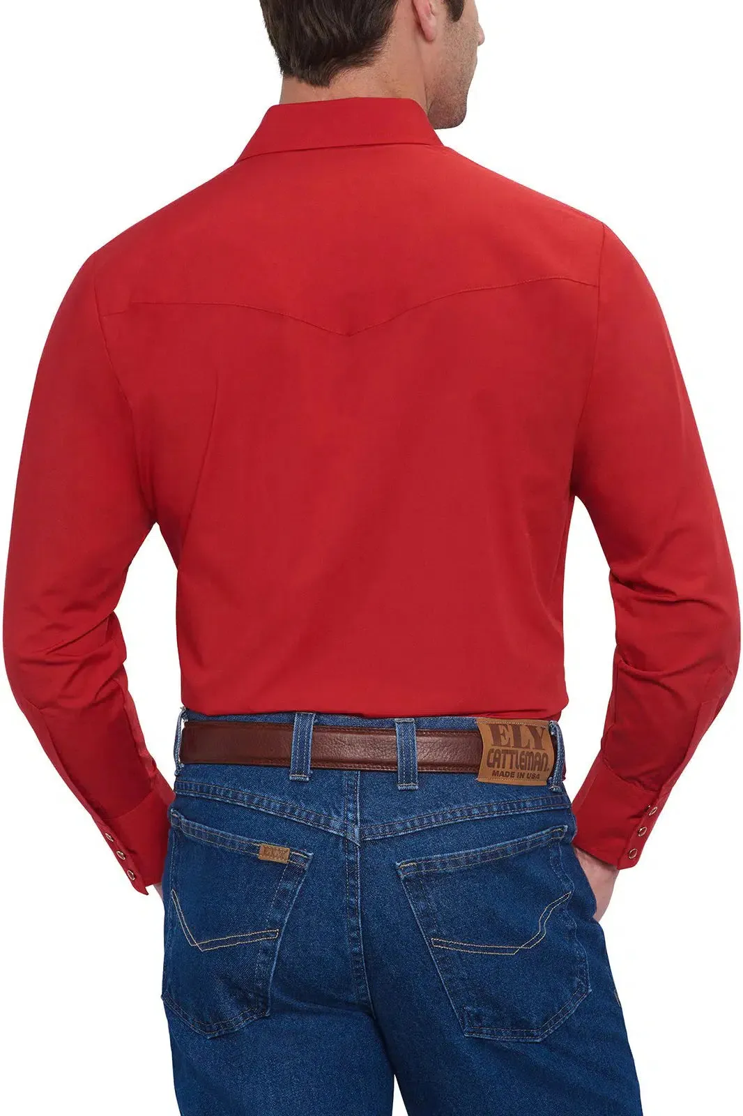 ELY Mens  Long Sleeve Solid Western Snap Solid Shirt