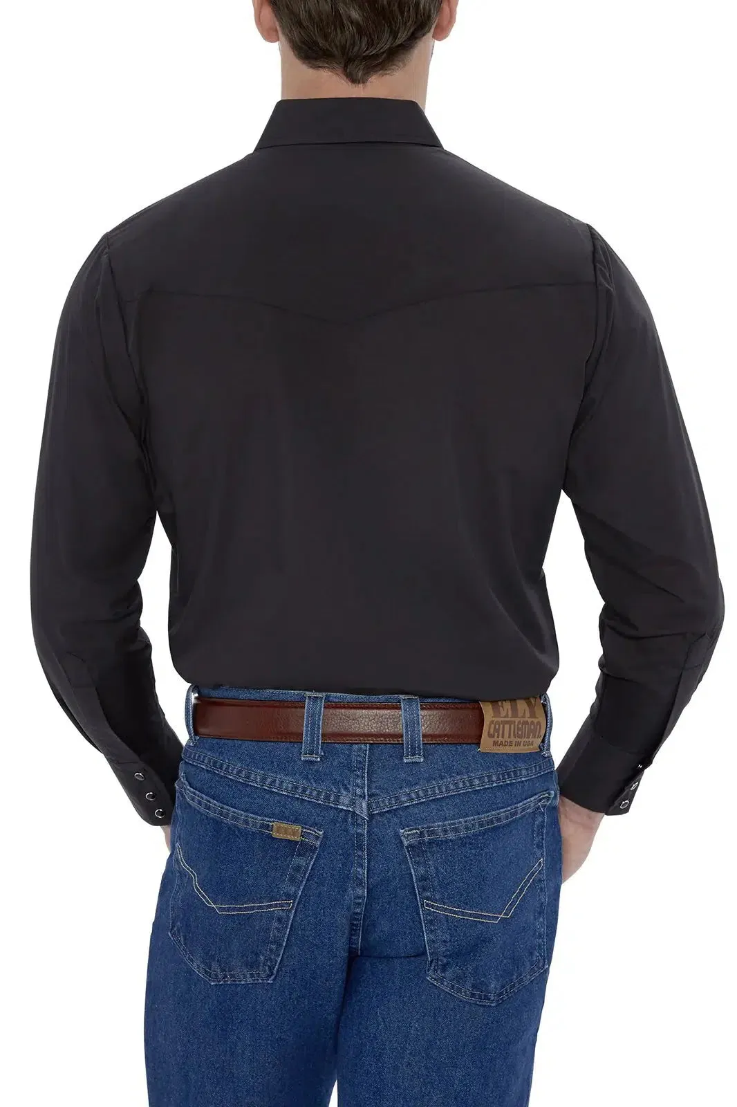 ELY Mens  Long Sleeve Solid Western Snap Solid Shirt