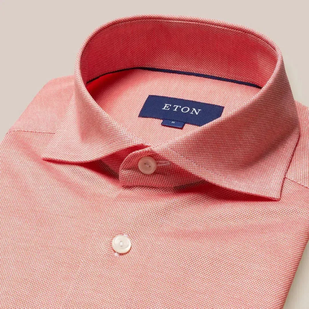 Eton Classic Fit Button Under Dobby Shirt Peach