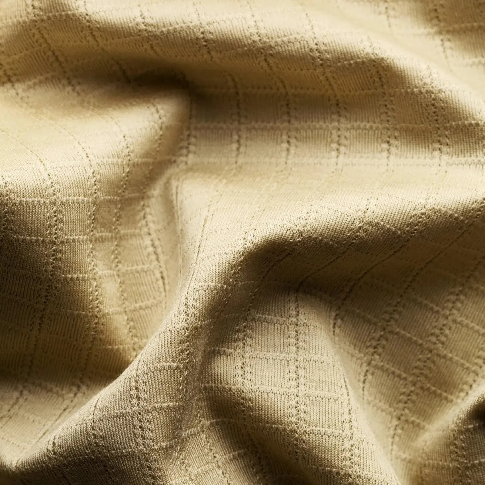 Eton Classic Fit Open Square Weave Polo Shirt Beige