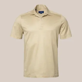 Eton Classic Fit Open Square Weave Polo Shirt Beige
