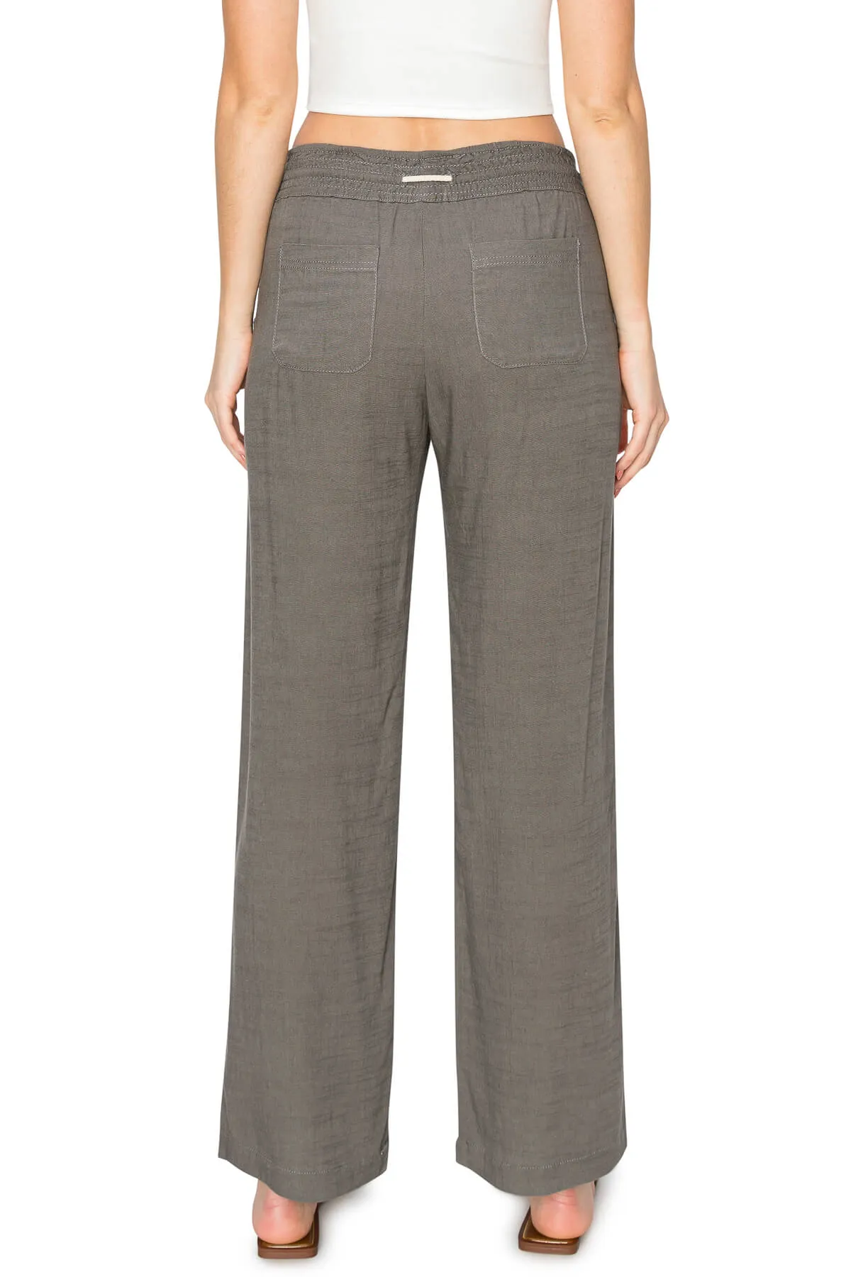High Waist Relaxed Lounge Beach Pants - Grey