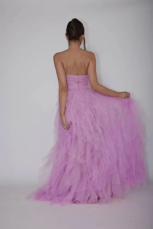 Orchid Strapless Tulle Maxi Dress