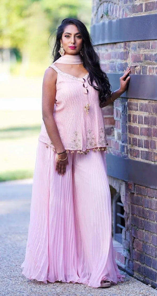 Pastel Pink Sharara Pant Set