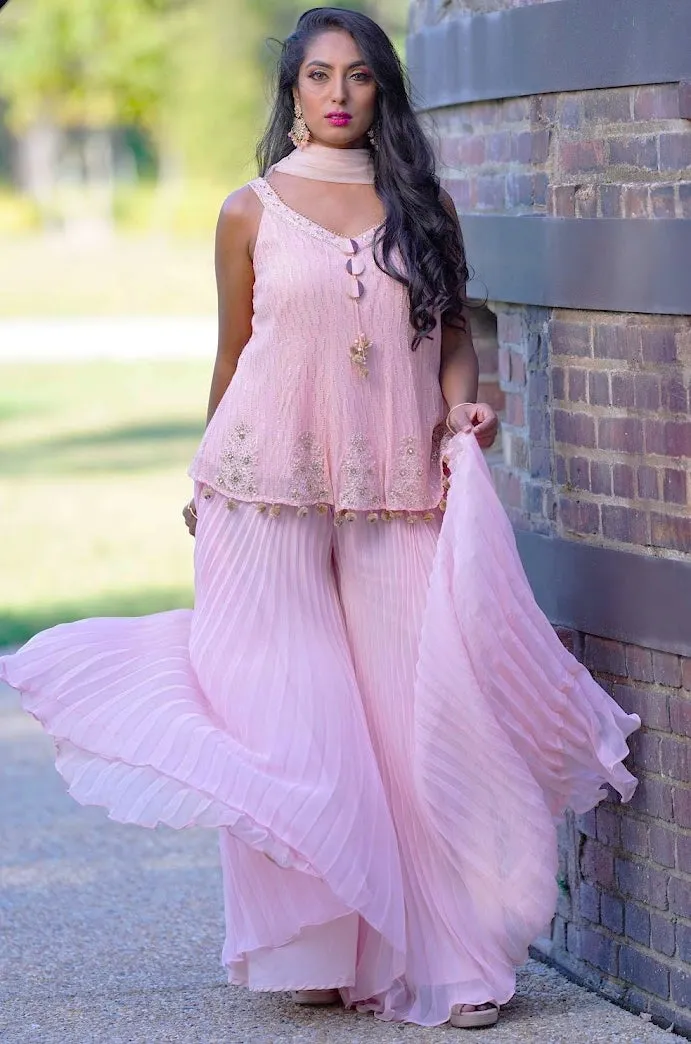 Pastel Pink Sharara Pant Set