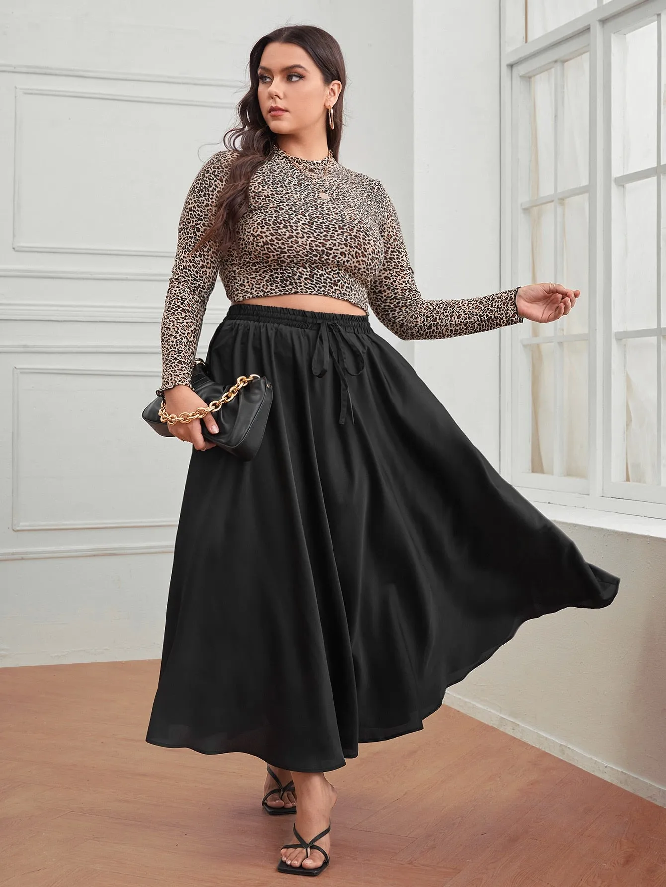 Plain Knot Long Plus Size Skirt