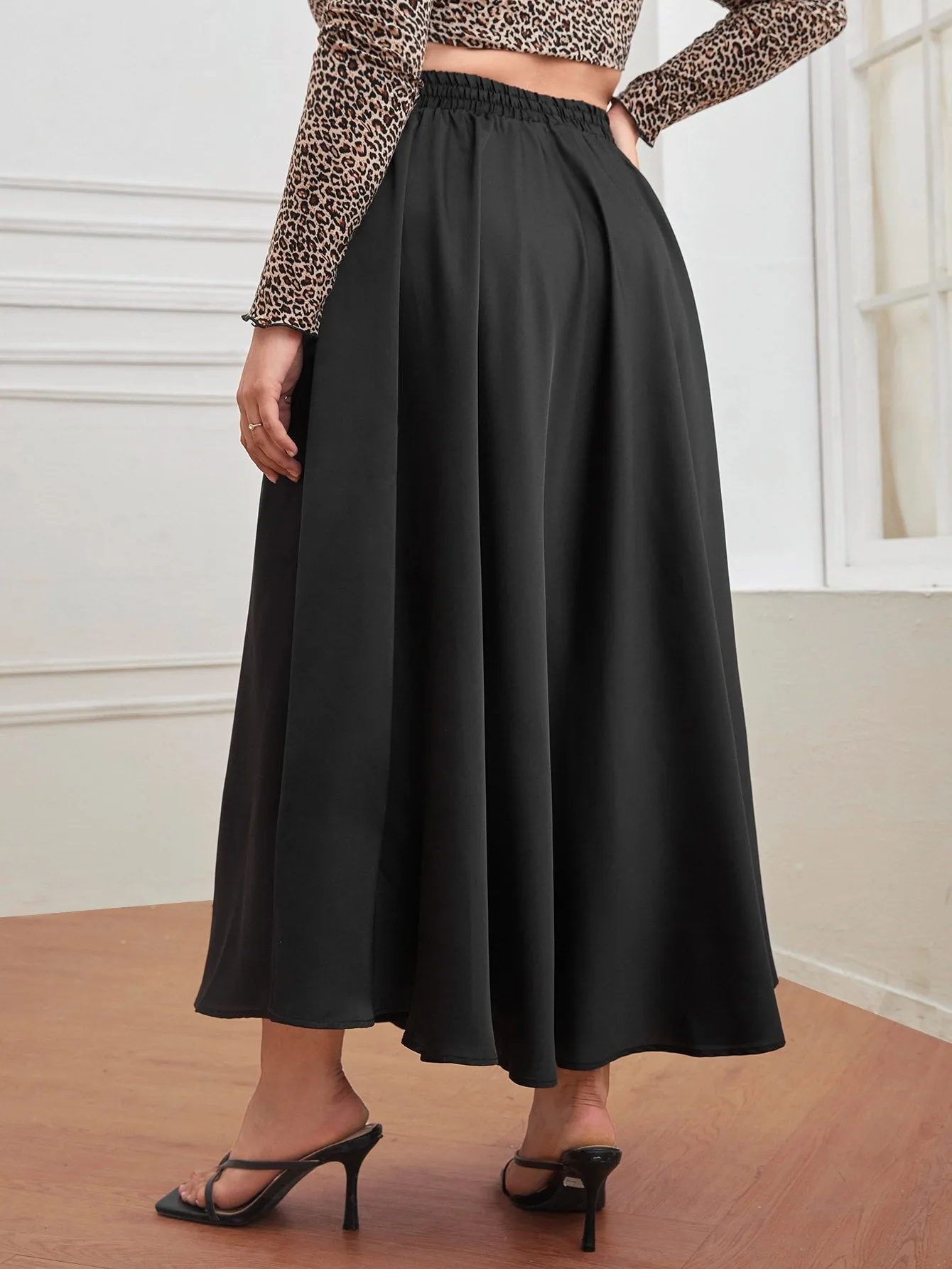 Plain Knot Long Plus Size Skirt