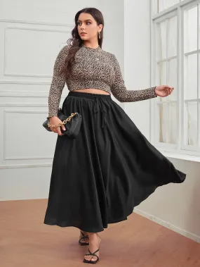 Plain Knot Long Plus Size Skirt