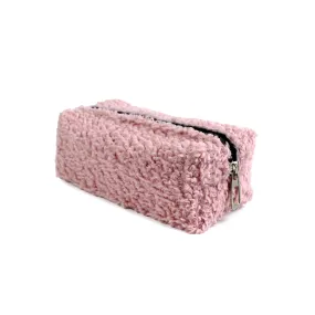 Powder Pink Plush School Pencil Case Personalization