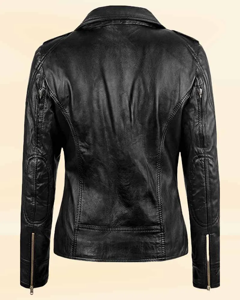 Stylish Black Leather Jacket Worn By Sarah Connor | Sarah Connor Stylish Black Leather Jacket